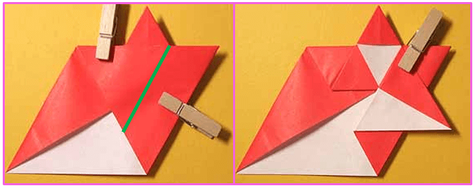 クリスマスオーナメント手作り折り紙　星形サンタクロースの折り方7